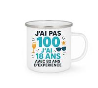 quotedazur - Mug Humour J'ai 18 Ans Avec 82 D'expérience, Pas 100 Idée Cadeau Originale Tasse Humoristique Anniversaire