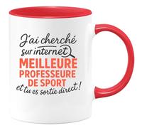 quotedazur - Mug Humour J'ai Cherché La Meilleure Professeure De Sport Sur Internet, Tu Es Sortie Direct ! - Cadeau Parfait Tasse Sport Pour Professeure Dévouée Et Inspirante