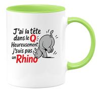 quotedazur - Mug Humour J'ai La Tête Dans Le Q, Heureusement Pas Un Rhino Homme Cadeau Humoristique Tasse Originale Pour Au Quotidien