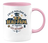 quotedazur - Mug Humour J'ai le diplôme de Beau-Papa et toutes les options - Cadeau Beau-Papa Homme