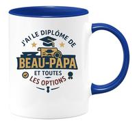 quotedazur - Mug Humour J'ai le diplôme de Beau-Papa et toutes les options - Cadeau Beau-Papa Homme