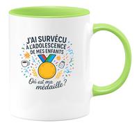 quotedazur - Mug Humour J'ai survécu à l'adolescence de mes enfants. Où est ma médaille ? - Cadeau Humour Femme