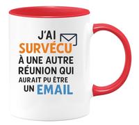 quotedazur - Mug Humour J'ai Survécu À Une Autre Réunion Qui Aurait Pu Être Un Email Idée Cadeau Idéale Tasse Bureau Originale