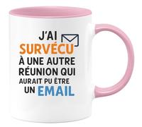 quotedazur - Mug Humour J'ai Survécu À Une Autre Réunion Qui Aurait Pu Être Un Email Idée Cadeau Idéale Tasse Bureau Originale