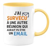 quotedazur - Mug Humour J'ai Survécu À Une Autre Réunion Qui Aurait Pu Être Un Email Idée Cadeau Idéale Tasse Bureau Originale