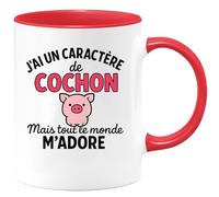 quotedazur - Mug Humour J'ai Un Caractère De Cochon Mais Tout Le Monde M'adore Idée Cadeau Originale Tasse Espiègle