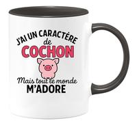 quotedazur - Mug Humour J'ai Un Caractère De Cochon Mais Tout Le Monde M'adore Idée Cadeau Originale Tasse Espiègle
