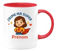 quotedazur - Mug Humour J'aime Ma Super Maman Prénom - Cadeau Tasse Personnalisé - Cadeau Parfait Tasse Tendre Pour Maman Prénom Personnalisé