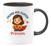 quotedazur - Mug Humour J'aime Ma Super Maman Prénom - Cadeau Tasse Personnalisé - Cadeau Parfait Tasse Tendre Pour Maman Prénom Personnalisé