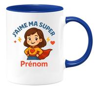 quotedazur - Mug Humour J'aime Ma Super Maman Prénom Cadeau Tasse Personnalisé Parfait Tendre Pour