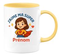 quotedazur - Mug Humour J'aime Ma Super Maman Prénom Cadeau Tasse Personnalisé Parfait Tendre Pour