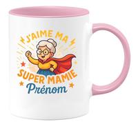 quotedazur - Mug Humour J'aime Ma Super Mamie, Cadeau Personnalisé Avec Prénom, Tasse Spéciale Grand-mère Unique Personnalisée Pour Idée Originale À Offrir