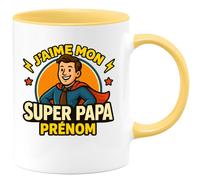quotedazur - Mug Humour J'aime Mon Super Papa Cadeau Tasse Personnalisée Avec Prénom Original Pour Héros