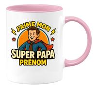 quotedazur - Mug Humour J'aime Mon Super Papa Cadeau Tasse Personnalisée Avec Prénom Original Pour Héros