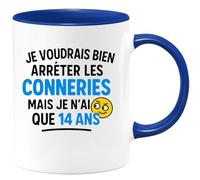 quotedazur - Mug Humour J'aimerais Arrêter Les Bêtises, Mais Je N'ai Que 14 Ans - Cadeau Original Tasse Amusante Pour Adolescents Et Jeunes