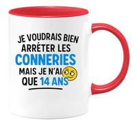 quotedazur - Mug Humour J'aimerais Arrêter Les Bêtises, Mais Je N'ai Que 14 Ans - Cadeau Original Tasse Amusante Pour Adolescents Et Jeunes