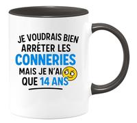 quotedazur - Mug Humour J'aimerais Arrêter Les Bêtises, Mais Je N'ai Que 14 Ans - Cadeau Original Tasse Amusante Pour Adolescents Et Jeunes