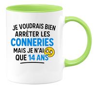 quotedazur - Mug Humour J'aimerais Arrêter Les Bêtises, Mais Je N'ai Que 14 Ans Cadeau Original Tasse Amusante Pour Adolescents Et Jeunes