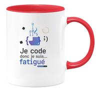 quotedazur - Mug Humour Je code donc je suis... fatigué - Cadeau Développeur informatique Homme