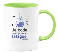 quotedazur - Mug Humour Je code donc je suis... fatigué - Cadeau Développeur informatique Homme