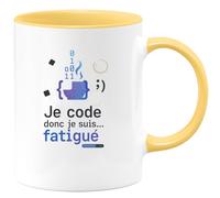quotedazur - Mug Humour Je code donc je suis... fatigué - Cadeau Développeur informatique Homme