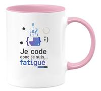 quotedazur - Mug Humour Je code donc je suis... fatigué - Cadeau Développeur informatique Homme