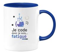 quotedazur - Mug Humour Je code donc je suis... fatigué - Cadeau Développeur informatique Homme