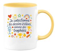 quotedazur - Mug Humour Je collectionne les dessins d'élèves comme des trophées - Cadeau Maître d'école Homme