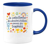 quotedazur - Mug Humour Je collectionne les dessins d'élèves comme des trophées - Cadeau Maître d'école Homme