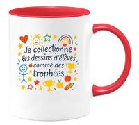 quotedazur - Mug Humour Je collectionne les dessins d'élèves comme des trophées - Cadeau Maître d'école Homme