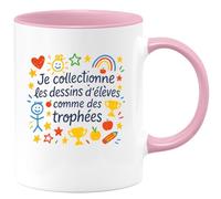quotedazur - Mug Humour Je collectionne les dessins d'élèves comme des trophées - Cadeau Maître d'école Homme
