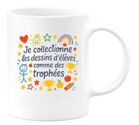 quotedazur - Mug Humour Je collectionne les dessins d'élèves comme des trophées - Cadeau Maître d'école Homme
