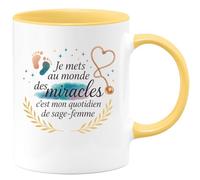 quotedazur - Mug Humour Je mets au monde des miracles, c'est mon quotidien de sage-femme - Cadeau Sage Femme Femme
