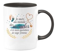 quotedazur - Mug Humour Je mets au monde des miracles, c'est mon quotidien de sage-femme - Cadeau Sage Femme Femme