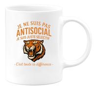quotedazur - Mug Humour Je Ne Suis Pas Antisocial Juste Sélectif C’Est Toute La Différence Idée Cadeau Originale Tasse À Message Pour Homme Unique