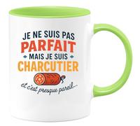 quotedazur - Mug Humour Je Ne Suis Pas Parfait, Charcutier, Et C'est Presque Pareil Cadeau Original Pour Tasse Humoristique Unique