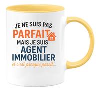 quotedazur - Mug Humour Je Ne Suis Pas Parfait Mais Agent Immobilier, C'est Presque Pareil Cadeau Original Et Tasse Humoristique Pour