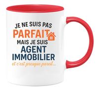 quotedazur - Mug Humour Je Ne Suis Pas Parfait Mais Agent Immobilier, C'est Presque Pareil Cadeau Original Et Tasse Humoristique Pour