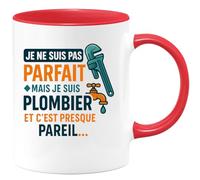 quotedazur - Mug Humour Je Ne Suis Pas Parfait Mais Plombier, C’est Presque Pareil Idée Cadeau Originale Tasse Personnalisée Amusante