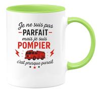 quotedazur - Mug Humour Je Ne Suis Pas Parfait, Mais Pompier, C'est Presque Pareil Unique Cadeau Original Pour Tasse En Céramique Robuste Et Élégante