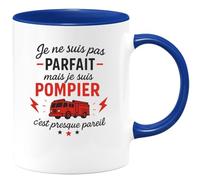 quotedazur - Mug Humour Je Ne Suis Pas Parfait, Mais Pompier, C'est Presque Pareil Unique Cadeau Original Pour Tasse En Céramique Robuste Et Élégante