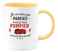 quotedazur - Mug Humour Je Ne Suis Pas Parfait, Mais Pompier, C'est Presque Pareil Unique Cadeau Original Pour Tasse En Céramique Robuste Et Élégante