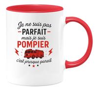 quotedazur - Mug Humour Je Ne Suis Pas Parfait, Mais Pompier, C'est Presque Pareil Unique Cadeau Original Pour Tasse En Céramique Robuste Et Élégante