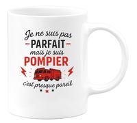 quotedazur - Mug Humour Je Ne Suis Pas Parfait, Mais Pompier, C'est Presque Pareil Unique Cadeau Original Pour Tasse En Céramique Robuste Et Élégante