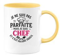 quotedazur - Mug Humour Je Ne Suis Pas Parfaite, Mais Chef, Un Cadeau Tasse Pour Femme Fière Original Et Ambitieuse