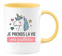 quotedazur - Mug Humour Je Prends La Viee Cote Paillettes Idée Cadeau Originale Tasse Pour Femme