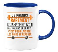 quotedazur - Mug Humour Je Prends Rarement Un Jour De Repos Mais Quand Je Le Fais C'est Pour Laisser Les Poids Se Reposer - Cadeau Fitness Tasse Musculation Détente Pour Sportif