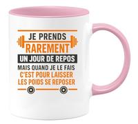 quotedazur - Mug Humour Je Prends Rarement Un Jour De Repos Mais Quand Le Fais C'est Pour Laisser Les Poids Se Reposer Cadeau Fitness Tasse Musculation Détente Sportif