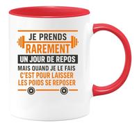 quotedazur - Mug Humour Je Prends Rarement Un Jour De Repos Mais Quand Le Fais C'est Pour Laisser Les Poids Se Reposer Cadeau Fitness Tasse Musculation Détente Sportif