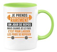 quotedazur - Mug Humour Je Prends Rarement Un Jour De Repos Mais Quand Le Fais C'est Pour Laisser Les Poids Se Reposer Cadeau Fitness Tasse Musculation Détente Sportif